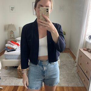 Calvin Klein Navy Suede Crop Jacket